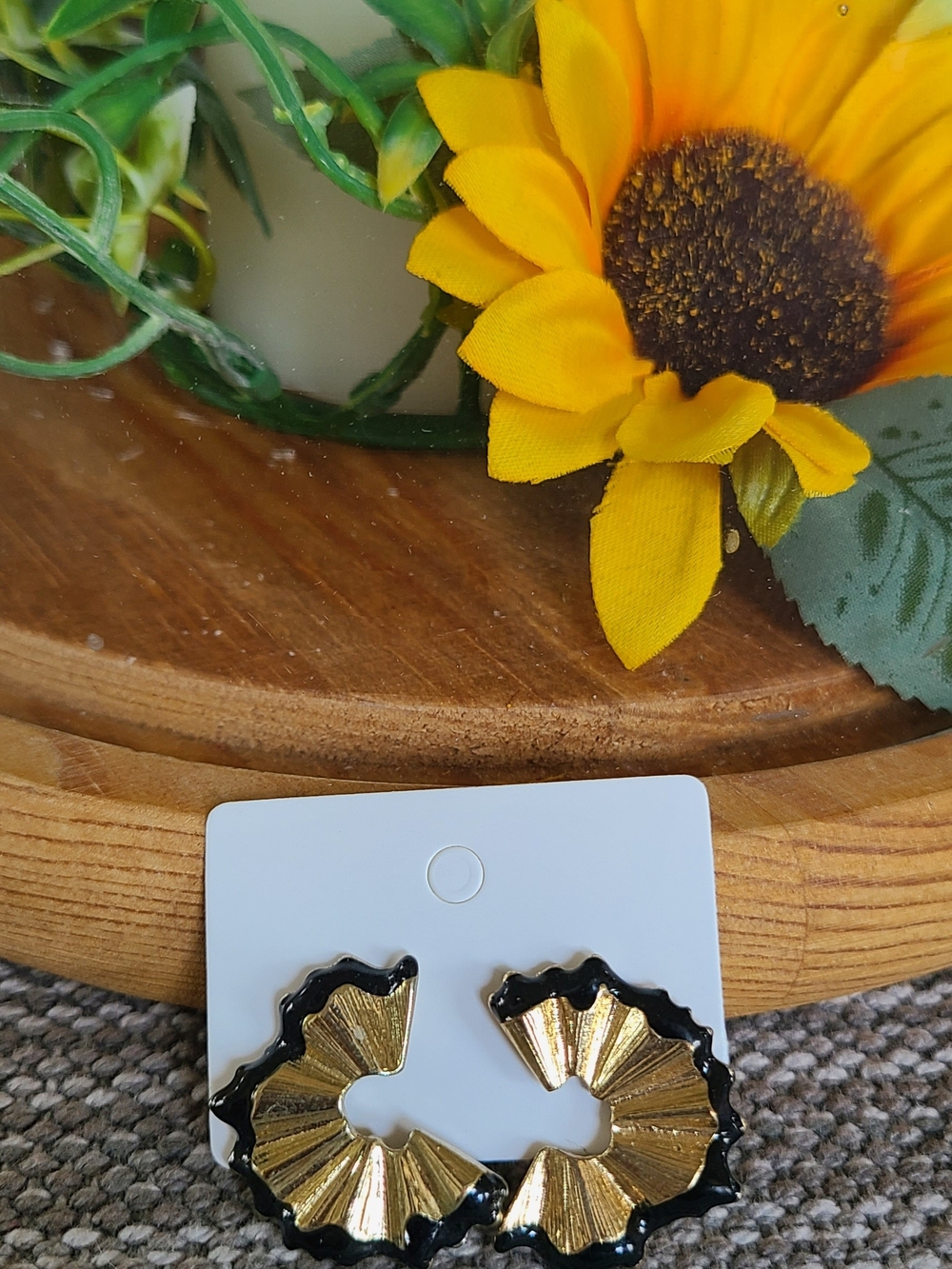 Gold and Black Pencil Shaving Statement Earrings